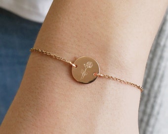 Geburtsblume Armband personalisiert – Sternzeichen - Edelstahl – Silber, Gold, Roségold