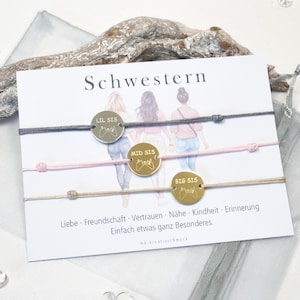 Personalisiertes Armband-Set Schwester – zwei, drei, oder vier Schwestern Freundschaftsarmbänder – Geschenk  Gravurarmband Sister