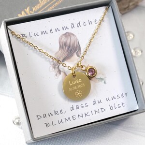 Blumenmädchen Geschenk – personalisierte Kette – Blumenkinder Hochzeit – Kette mit Geburtsstein – Streukind Andenken - Blumenjunge
