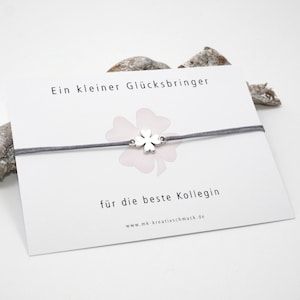 Glücksbringer Kollegin - Armband mit Karte - Geschenk Arbeitskollegin - Glücksklee - Lieblingskollegin - Abschied - Geburtstag