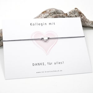 Kollegin mit Herz - Armband mit Karte - Geschenk Arbeitskollegin - Lieblingskollegin