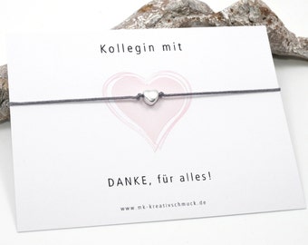 Kollegin mit Herz - Armband mit Karte - Geschenk Arbeitskollegin - Lieblingskollegin