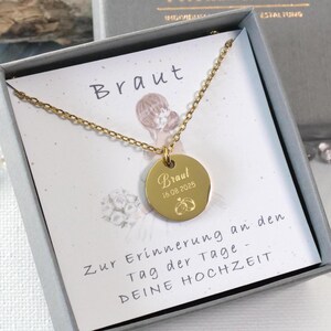 Geschenk für die Braut – Kette personalisiert Hochzeitsdatum – Trauzeugin Andenken – Brautmutter Kette mit Geburtsstein - Edelstahlschmuck