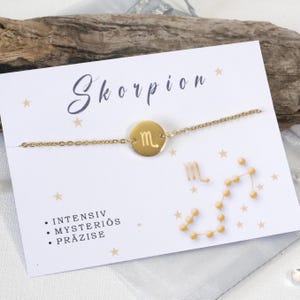 Sternzeichen Armband personalisierbar - Sternbild Schmuck mit Wunschgravur – Geschenk zum Geburtstag, Kommunion - Edelstahlschmuck