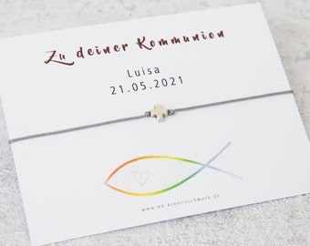 Armband Kommunion personalisierter Karte Geschenk zur Kommunion