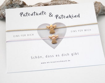 Patentante Patenkind - Armband Set - Patenonkel - Geschenk - Freundschaftsarmband mit Karte