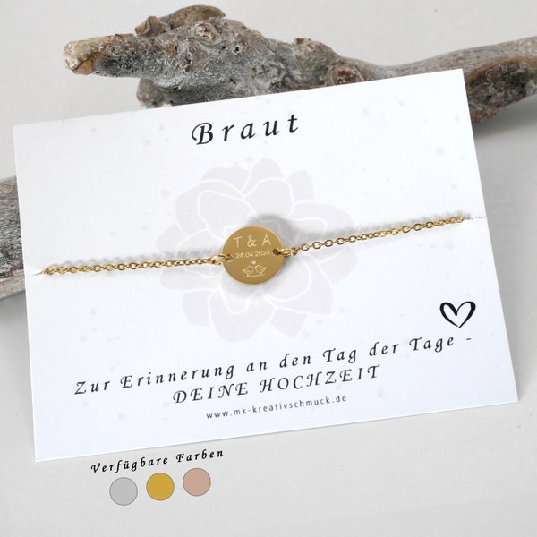 Armband zur Hochzeit – personalisiertes Brautgeschenk – Geschenk Braut - Initialen Paar