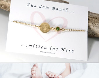 Graviertes Armband für Mamas - personalisiertes Geschenk - Geburtsstein – Namensarmband - Silber, Roségold oder Gold