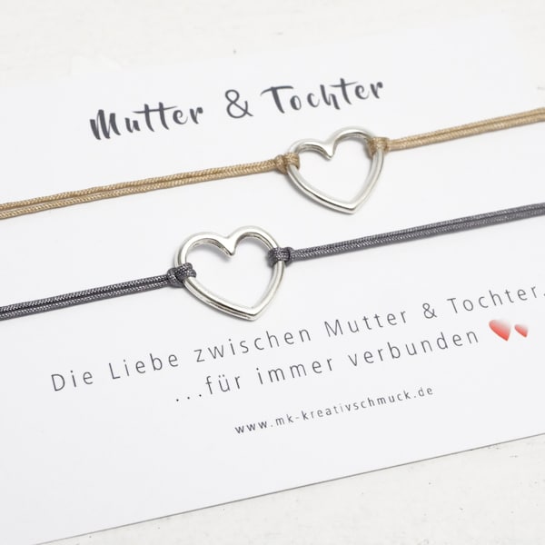 Mutter Tochter Armband, Geschenk für Mutter, Glücksarmband, Muttertagsgeschenk, Geburtstagsgeschenk, Herz Armband, Armband Set Herz