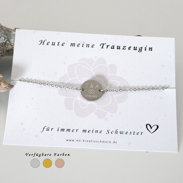 Bruidsmeisje armband - cadeau zus - gepersonaliseerd - bruiloft - naamarmband - armband - gewenste gravure - zilver, goud en roségoud