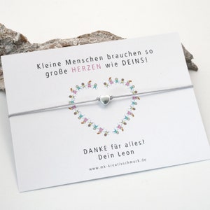 Erzieherin Lehrerin Kindergärtnerin Geschenk, Herz Schutzengel, Armband mit Karte, Abschiedsgeschenk Dankeschön