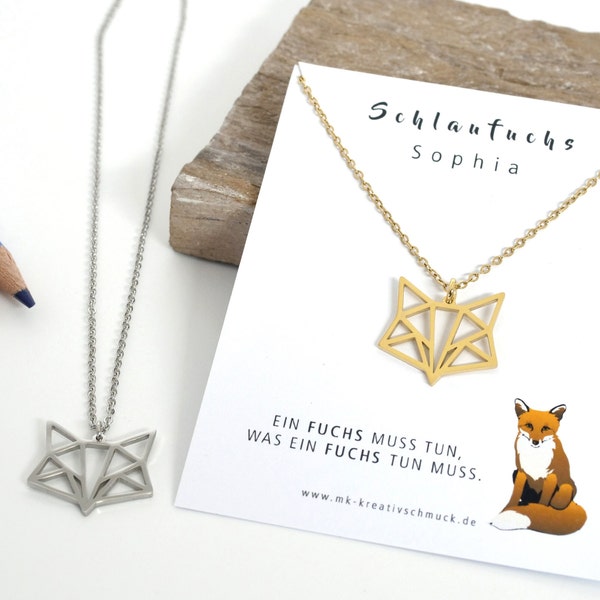 Kette Fuchs Anhänger - Einschulungs Geschenk - 1ter Schultag - Origami Schmuck