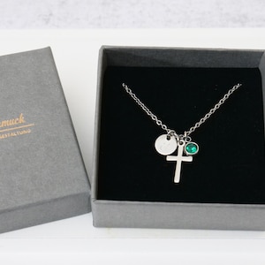 Necklace Birthstone Cross Letter Engraving Plate