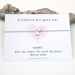 Geschenk Erzieherin Abschied - Armband Herz - Schutzenge -  Karte mit Spruch - Kindergärtnerin - Lehrerin