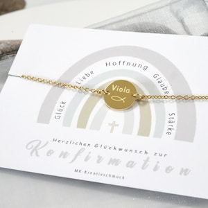 Armband Konfirmation – Geschenk Kommunion – Firmung – personalisierte Armkette - Edelstahl – Silber, Gold, Rosègold