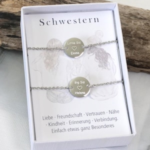 Schwestern Armband-Set - Besties Geschenk Best Sister – personalisierter Armschmuck – Edelstahlarmband mit Gravur - Sister Schmuck