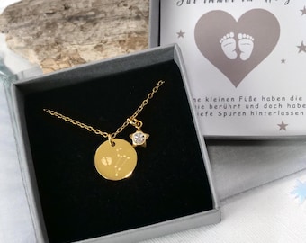 Star child necklace with personalized engraving – star with faceted glass stone – memorial necklace miscarriage – stillbirth – keepsake