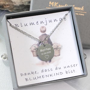 Blumenjunge Geschenk – personalisierte Kette – Blumenkinder Hochzeit – Kette mit Geburtsstein – Streukind Andenken - Blumenmädchen