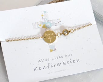 Armband personalisiert Geschenk Konfirmation Kommunion Firmung - Edelstahlschmuck mit Geburtsstein