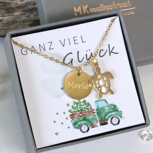Halskette Schildkröte personalisierbar – Geschenk mit persönliche Gravur – Edelstahlkette – Halsschmuck - Geschenkidee