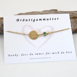 Armband Bräutigammutter - Personalisiertes Geschenk - Armband mit Geburtsstein - Hochzeit Brautmutter Trauzeugin - Silber, Gold und Roségold