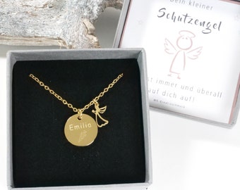 Schulkind Kette – Geschenk erster Schultag - Schutzengel - Glücksbringer – Silber, Gold