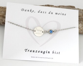 Geschenk Trauzeugin - personalisiertes Armband mit Geburtsstein - Schwester – beste Freundin