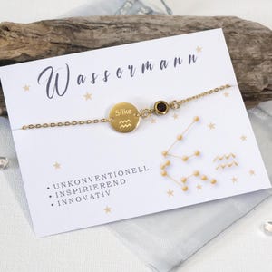 Armband Sternzeichen – personalisierbares Geschenk - Sternbild graviert - Edelstahlschmuck mit Geburtsstein