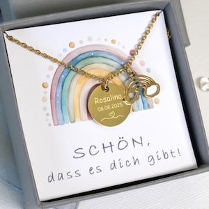 Regenbogen Kette mit Gravur – personalisiertes Geschenk – Edelstahlkette – Geburtstagsgeschenk – beste Freundin – Kommunion