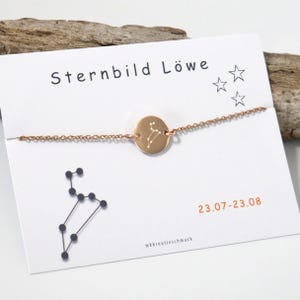 Sternbild Armband personalisierbar – individualisiertes Gravurplättchen - Sternzeichen Schmuck – Sternenkonstellation - Edelstahl