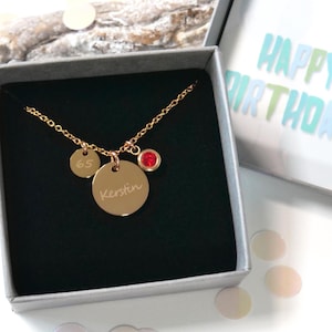 Personalisierte Halskette – Geburtstag Kette – Namenskette mit Geburtsstein - Geburtstagsgeschenk