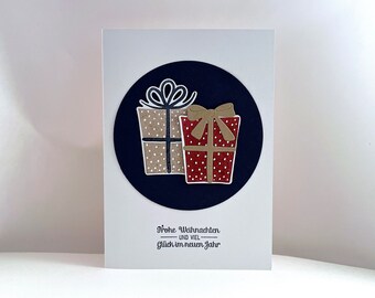 Weihnachtskarte -Geschenke- X-Mas Karte zu Weihnachten Weihnachtsgeschenke handgemacht