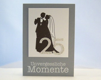 Map of the Silver Wedding -Moments- 25 Years Silver Wedding Bridal Couple Grey Handmade