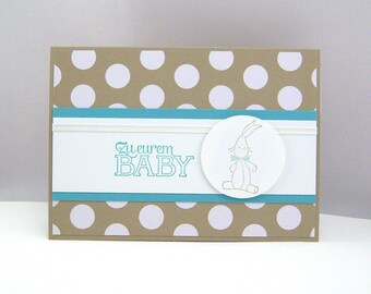 Birth Card -To Your Baby Points Rabbit Rabbit Baby Card brown handmade