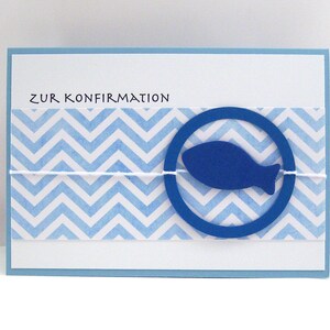 Karte zur Konfirmation -Fisch- Kommunion Holzfisch Wasser handgemacht