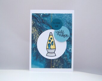 Greeting Card -Lava Lamp- Birthday Card Good Vibes Retro Handmade