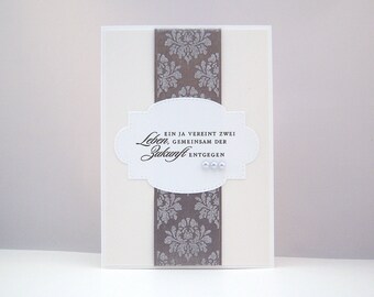 Card for Wedding -Together in the Future - elegant grey cream wedding card handmade