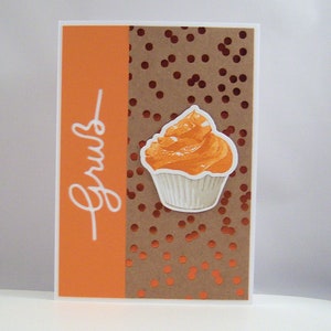 Karte zum Geburtstag -Cupcake Orange- Konfetti Muffin Geburtstagskarte Gruß handgemacht Glückwunschkarte Hochzeit