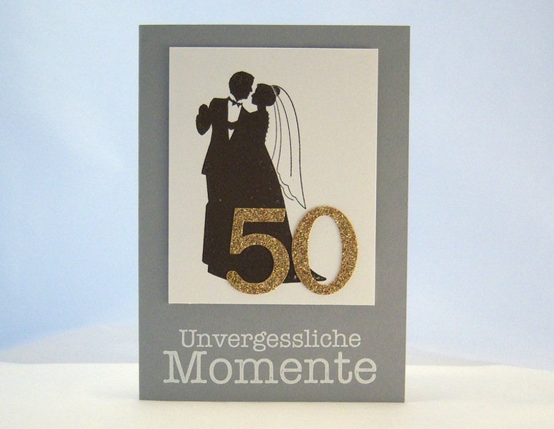 Carte des Noces dOr Moments Mariage dOr 50 Ans Couple Nuptial Gris image 1