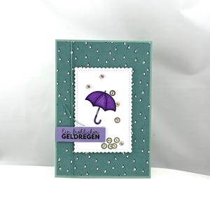 Grußkarte -Regenschirm- Dankeskarte Geldgeschenk Geldregen