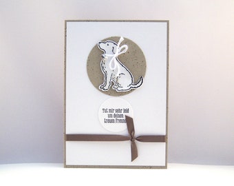 Mourning Card -Loyal Friend- Dog Golden Retriever Handmade Condolence Card Cream Brown Colored