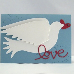 Karte zur Hochzeit Taube Love Herz blau Hochzeitskarte handgemacht Bild 1