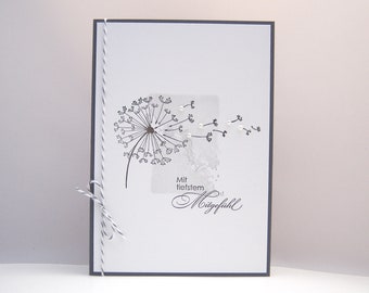 Sympathy card - dandelion - handmade gray sympathy card compassion