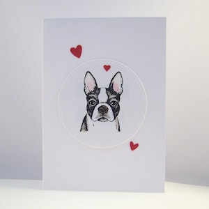 Grußkarte -Bulldogge- Liebe Grüße handgemacht