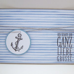 Birthday card Greetings Anchor blue white Birthday card Greeting card maritime handmade image 1