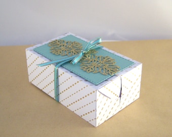 Packaging for wedding -Packet- Money gift white gold mint handmade