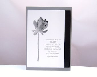 Mourning Card -Flower- Handmade Grey Condolence Card