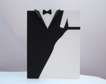 Menu for the wedding -Bride and groom- black and white simple wedding card Bridal couple handmade