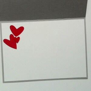 Wedding Card Love & Hearts Heart grey red simple wedding card handmade image 3