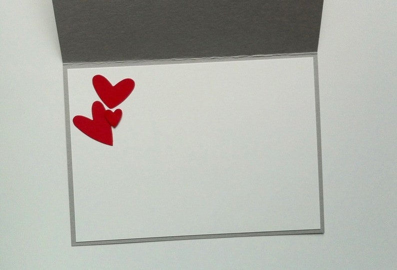 Wedding Card Love & Hearts Heart grey red simple wedding card handmade image 3